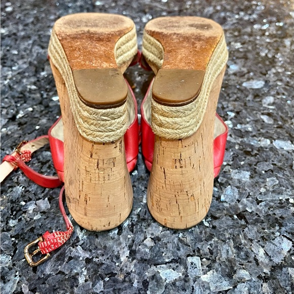 Coach Red Mendez Espadrille Wedge Sandals Sz 8.5 - Picture 7 of 8